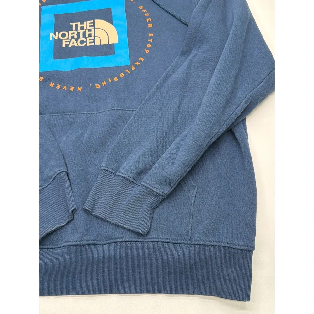 The North Face Mens Blue Never Stop Exploring Graphic Pullover Hoodie Large